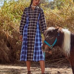 Autumn Adeigbo Carson Plaid Midi Dress Size 6